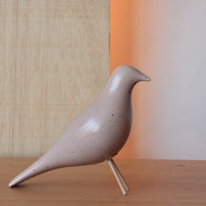 PÁJARO CERÁMICA ROSA CON PINTAS MATE